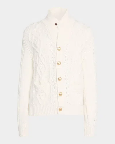 Brunello Cucinelli Cashmere Cardigan With Cable Knit Design In Neutral