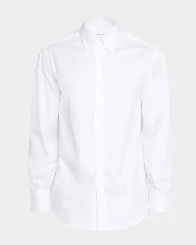 Brunello Cucinelli Men Basic Fit Twill Shirt With Button-down Collar In White
