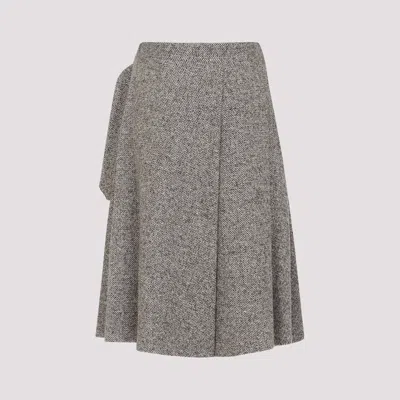 Brunello Cucinelli Virgin Wool Midi Skirt In Gray