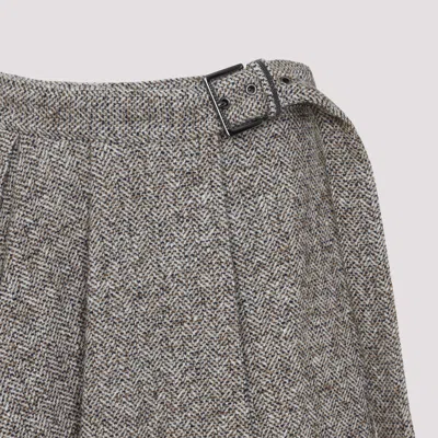 Brunello Cucinelli Virgin Wool Midi Skirt In Gray