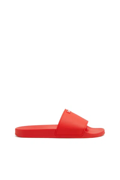 Diesel Sa-swim-rubber Pool Slides With D Logo In Red