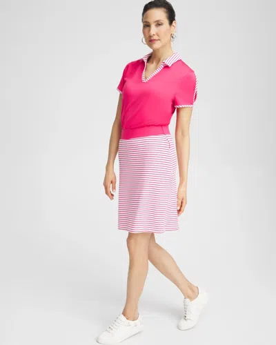 Chico's Knit Stripe Tennis Skirt In Pink Size 12/14 |  Zenergy Activewear In Pink Bromeliad