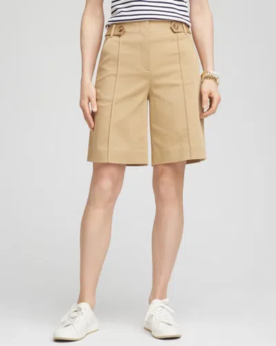 Chico's Sateen Tab-front A-line Shorts In Brown