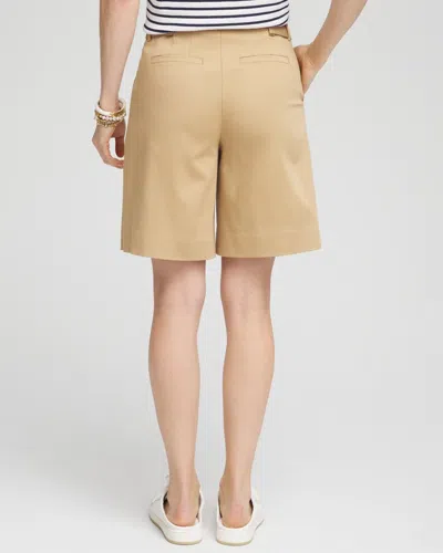 Chico's Sateen Tab-front A-line Shorts In Brown