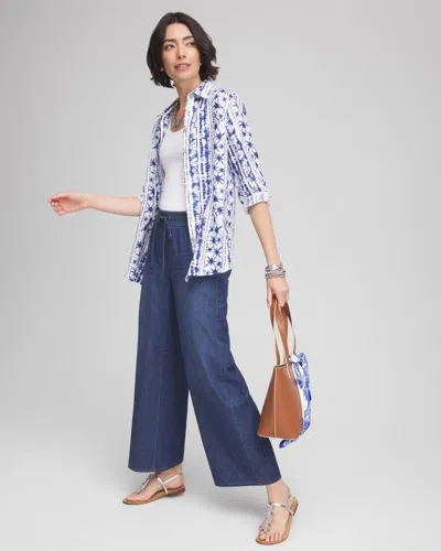 Chico's Lightweight Drawstring Ankle Jeans In Denim