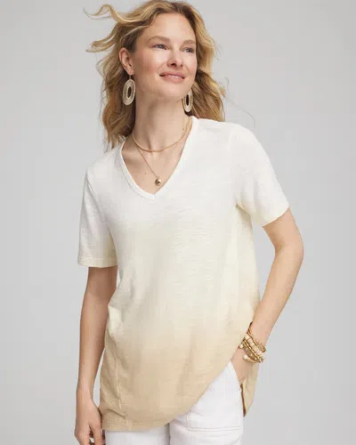 Chico's Ombr Short Sleeve Forward-seam Tee In Brown