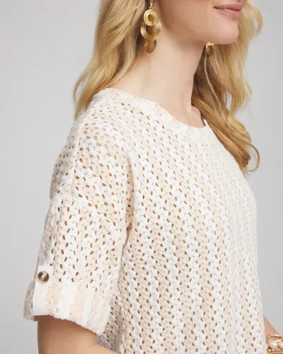 Chico's Textured Roll Cuff Tee In Neutral