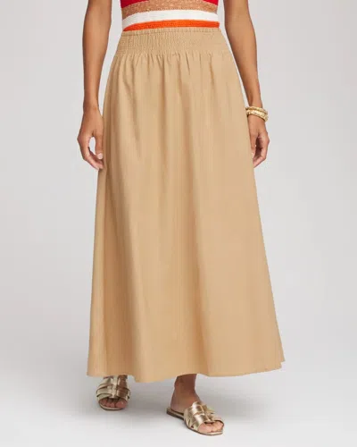 Chico's Smocked Pull-on Midi Skirt In Brown