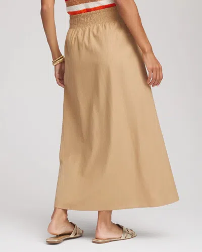 Chico's Smocked Pull-on Midi Skirt In Brown