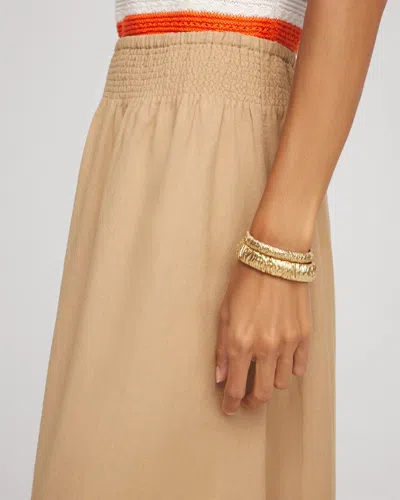 Chico's Smocked Pull-on Midi Skirt In Brown