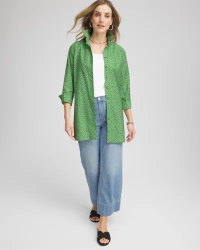 Chico's No Iron Geo-print Tunic In Salted Lime In Green