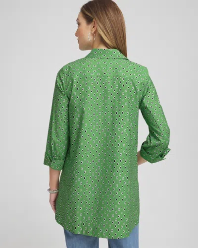 Chico's No Iron Geo-print Tunic In Salted Lime In Green