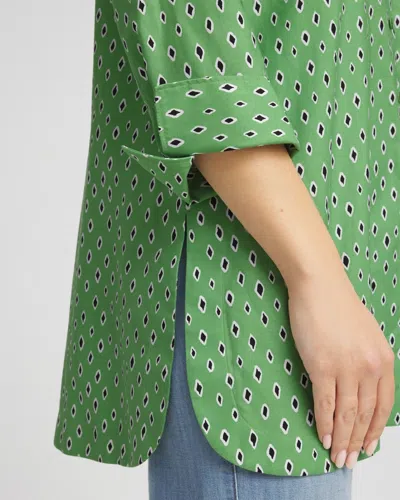 Chico's No Iron Geo-print Tunic In Salted Lime In Green
