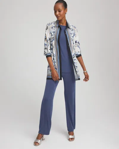 Chico's Travelers Paisley Mesh Shirt Jacket In Canyon Blue