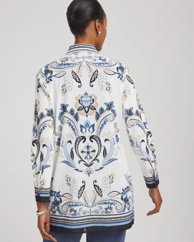 Chico's Travelers Paisley Mesh Shirt Jacket In Canyon Blue