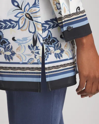 Chico's Travelers Paisley Mesh Shirt Jacket In Canyon Blue