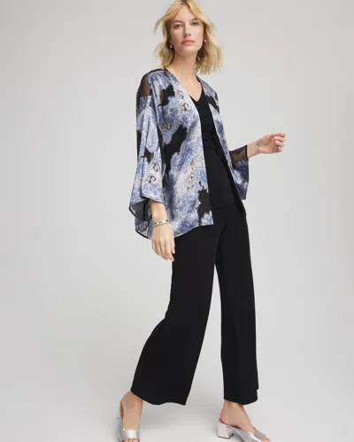 Chico's Travelers Paisley Burnout Jacket In Canyon Blue