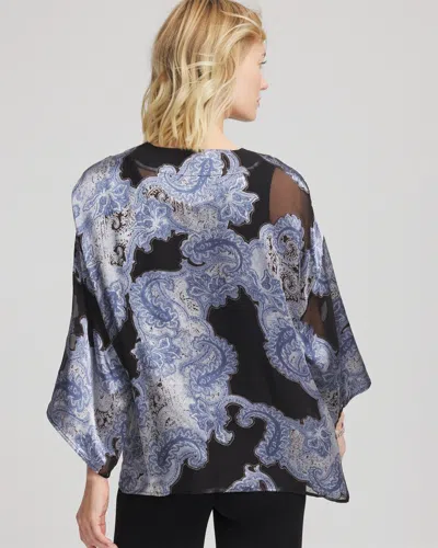 Chico's Travelers Paisley Burnout Jacket In Canyon Blue