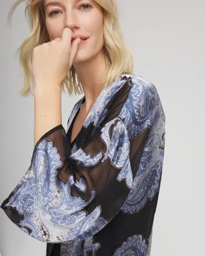 Chico's Travelers Paisley Burnout Jacket In Canyon Blue