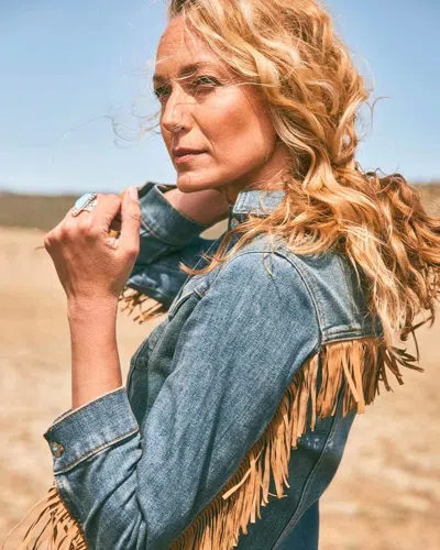 Chico's Cropped-fit Fringe Denim Jacket In Toledo Indigo