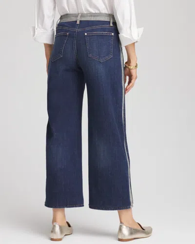 Chico's Girlfriend Cropped Colorblock Wide-leg Jeans In Eclipse Indigo