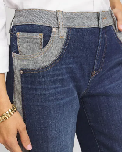 Chico's Girlfriend Cropped Colorblock Wide-leg Jeans In Eclipse Indigo