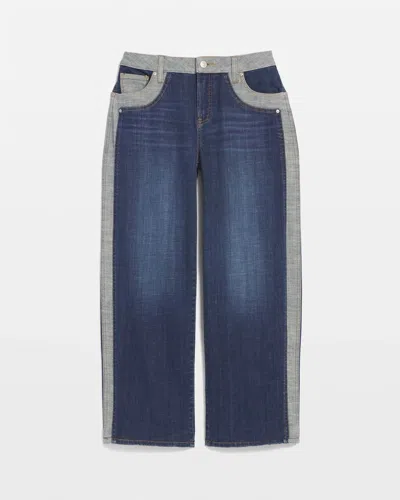 Chico's Girlfriend Cropped Colorblock Wide-leg Jeans In Eclipse Indigo