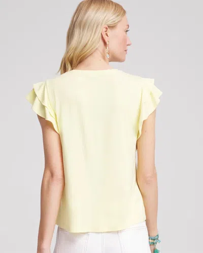 Chico's Touch Of Cool Flutter Sleeve Tee In Yellow In Yellow