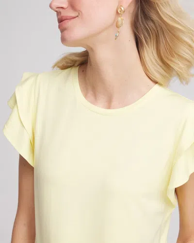 Chico's Touch Of Cool Flutter Sleeve Tee In Yellow In Yellow