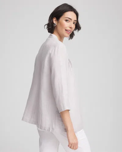 Chico's Embellished Linen Kurta Tunic In Denim In Gray