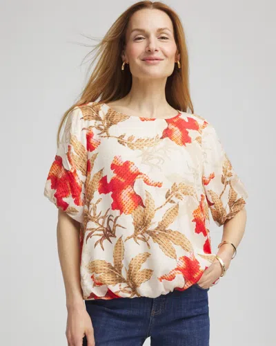 Chico's Floral Bubble-hem Blouse In Neutral | ModeSens