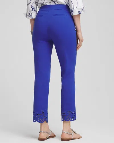 Chico's Brigitte Pull-on Cutwork Cropped Pants In Blue