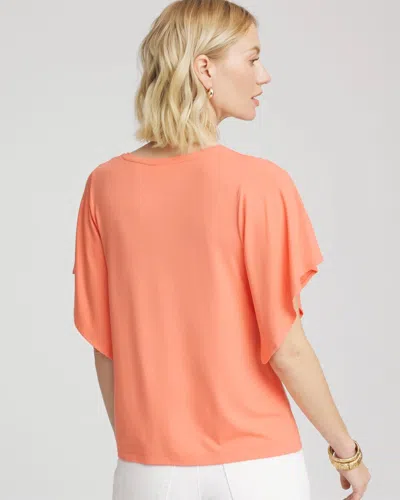 Chico's Touch Of Cool Handkerchief-sleeve V-neck Tee In Orange In Orange
