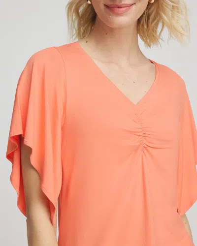 Chico's Touch Of Cool Handkerchief-sleeve V-neck Tee In Orange In Orange
