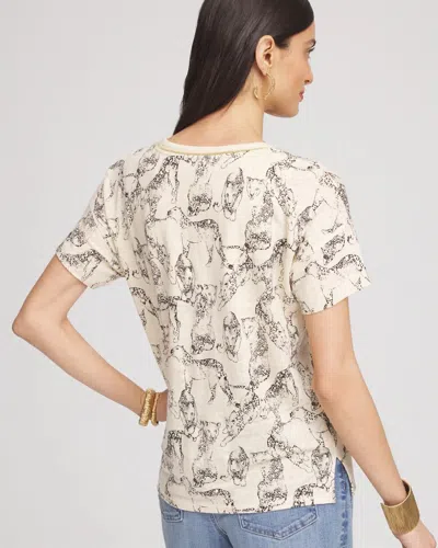 Chico's Panther Sweater-trim Linen Tee In Neutral