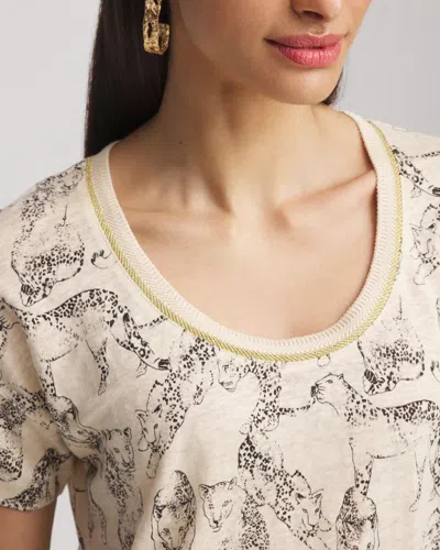 Chico's Panther Sweater-trim Linen Tee In Neutral