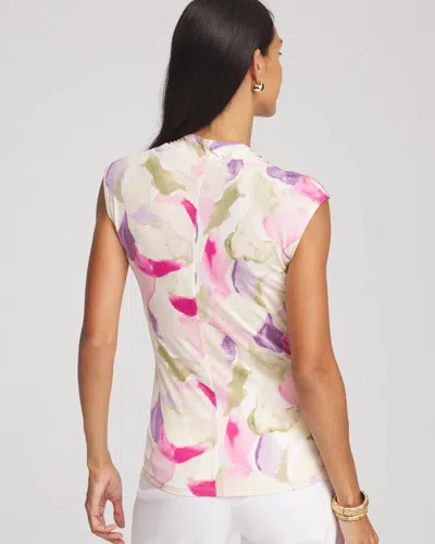 Chico's Watercolor Print Surplice Top In Neutral