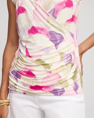 Chico's Watercolor Print Surplice Top In Neutral