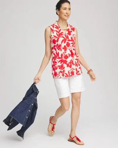 Chico's Floral Sleeveless V-neck Tunic In Neutral | ModeSens