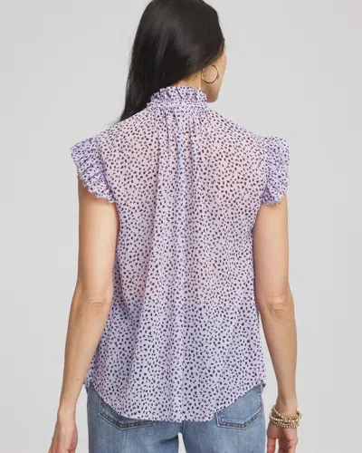Chico's Cheetah Print Ruffle-collar Blouse In Purple