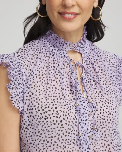 Chico's Cheetah Print Ruffle-collar Blouse In Purple