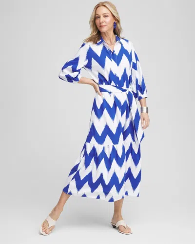 Chico's Chevron Striped Shirtdress In White