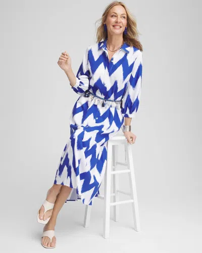Chico's Chevron Striped Shirtdress In White