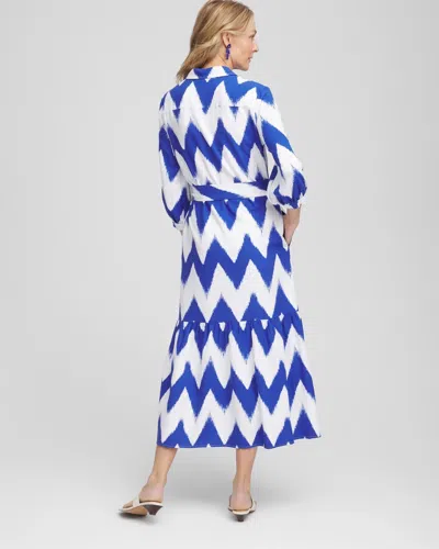 Chico's Chevron Striped Shirtdress In White