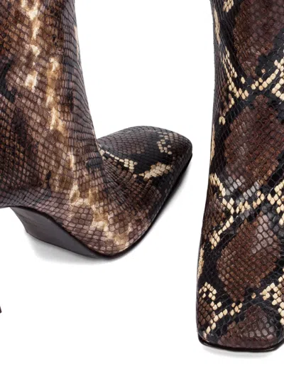Le Silla 110mm Snake Print-leather Stiletto Boots In Brown