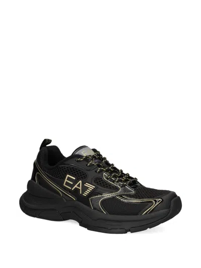 Ea7 Predator Logo Mesh Low-top Sneakers In Black