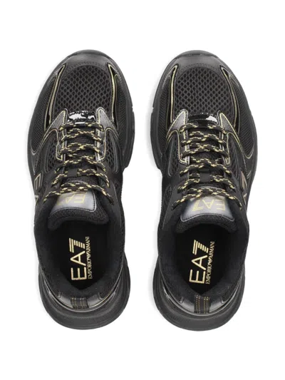 Ea7 Predator Logo Mesh Low-top Sneakers In Black