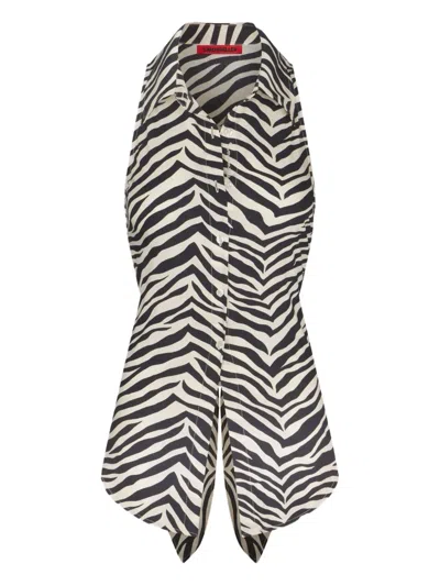 Simon Miller Loch Sleeveless Button-up Top In Animal Print