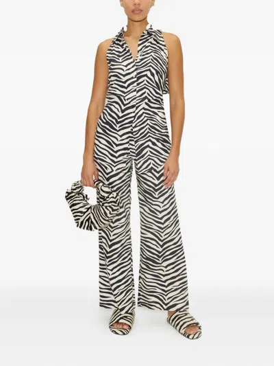 Simon Miller Loch Sleeveless Button-up Top In Animal Print