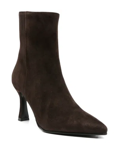 Evaluna 80mm Pointed-toe Ankle Boots In Brown